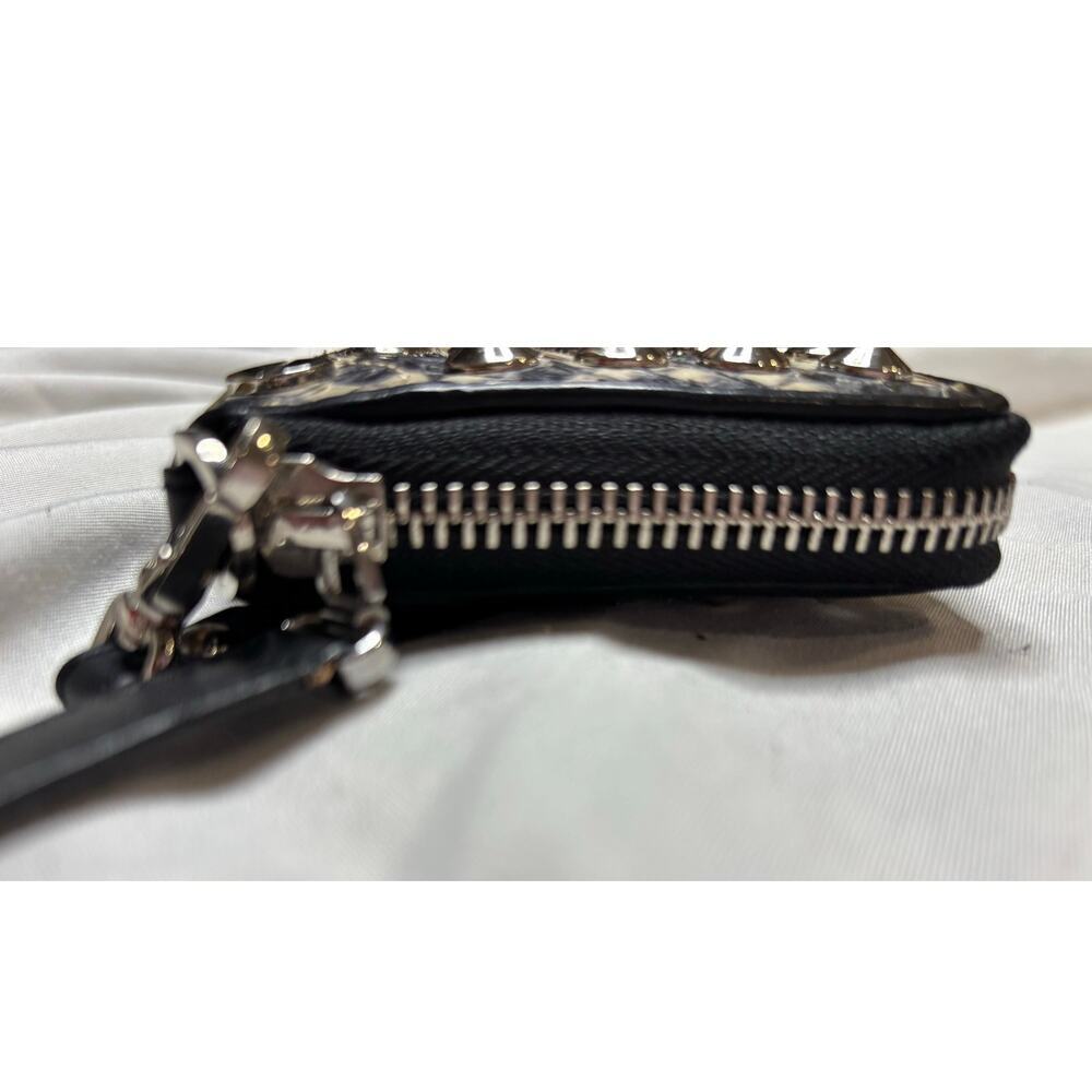 Be&D Studded Python Embossed Zip Around Wristlet Wallet - Picture 4 of 9